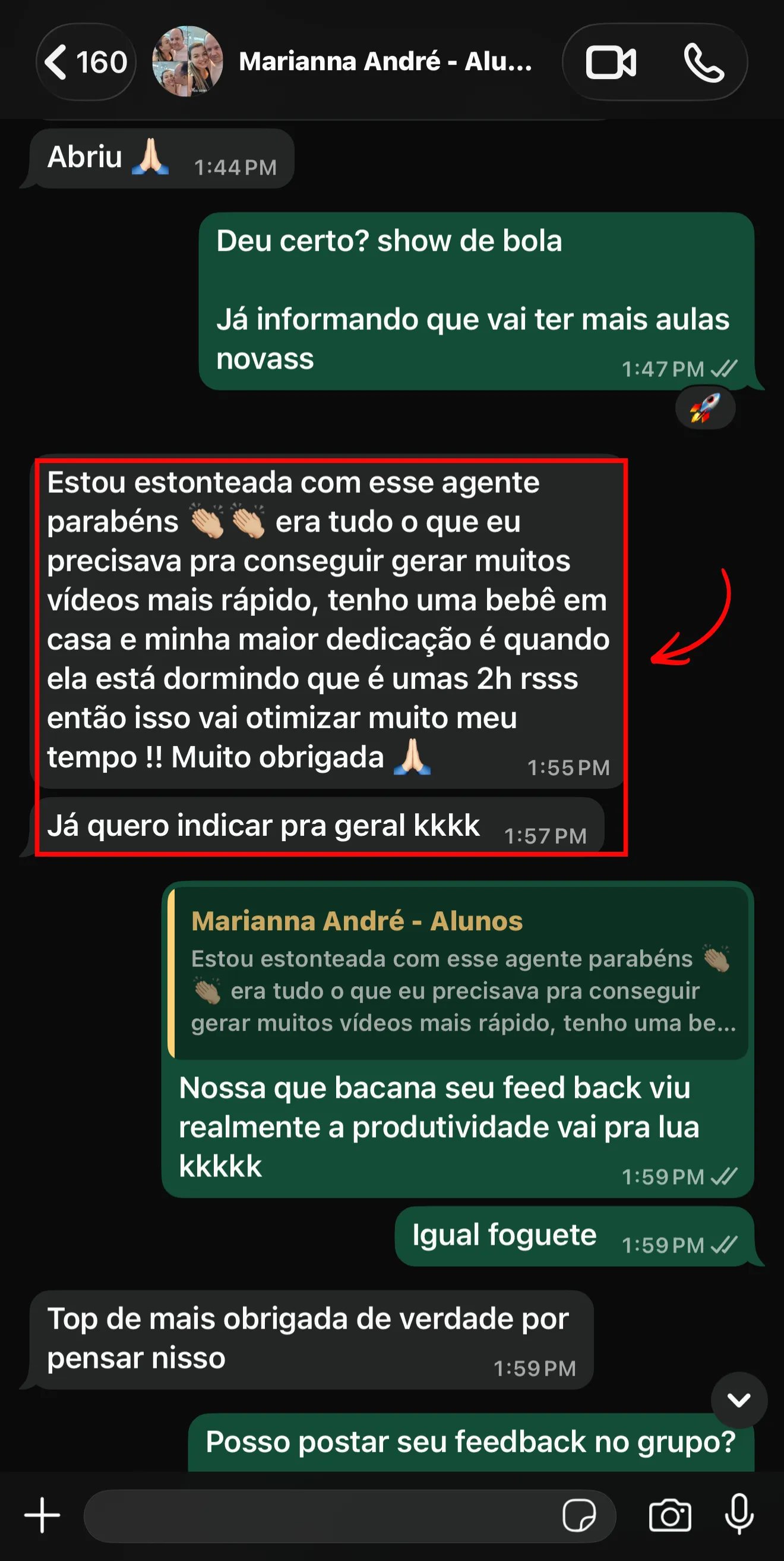 Feedback de aluno 3